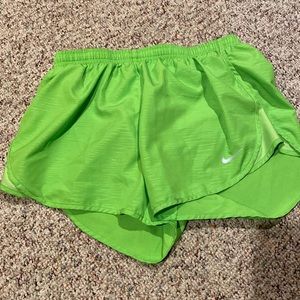 Lime green Nike Dri-fit women work out shorts